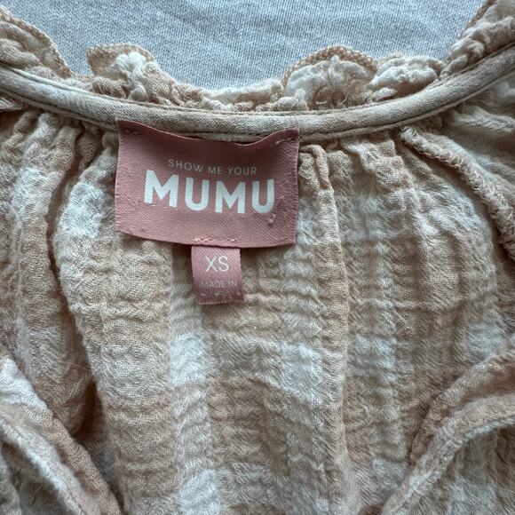 Show Me Your Mumu WOMEN'S VIOLA BEIGE‎ PLAID PRINT MINI DRESS XS - Picture 9 of 9